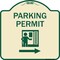 Signmission Parking Permit With Right ArrowHeavy-Gauge Aluminum Architectural Sign, 18" x 18", TG-1818-23401 A-DES-TG-1818-23401 - alternate 1